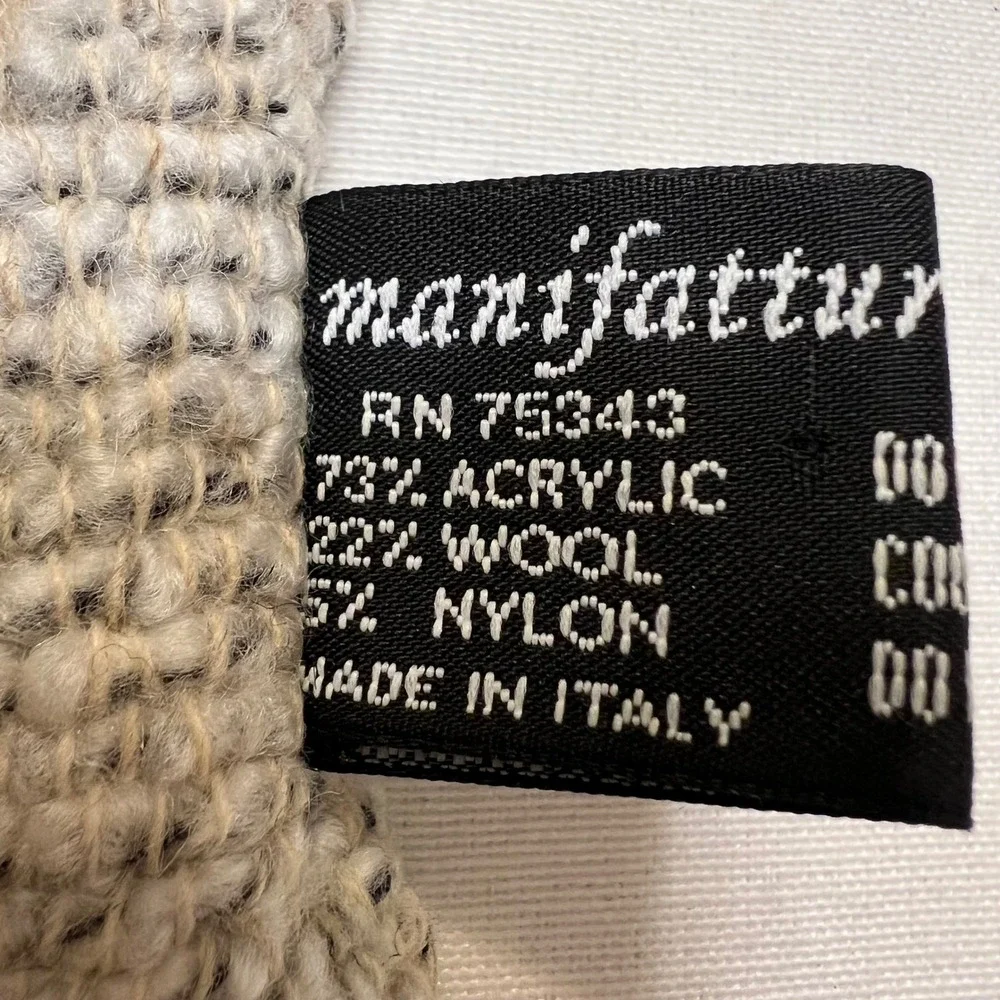 Manifattura Almar Gray Black Made in Italy Wool Blend Textured Knit Fringe Scarf